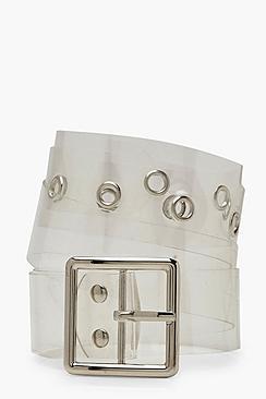 Boohoo Square Buckle Clear Belt