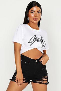 Boohoo Petite High Rise Distressed Denim Shorts