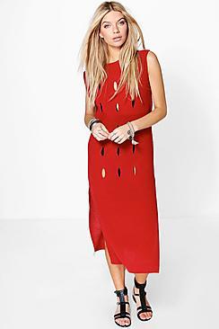 Boohoo Tara Hole Detail Sleeveless Midi Dress