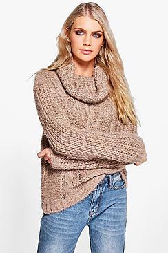 Boohoo Faith Cowl Neck Fluffy Knit Jumper