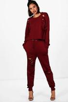 Boohoo Ester Distressed Jogger & Sweat Set