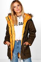 Boohoo Stephanie Faux Fur Trim Parka