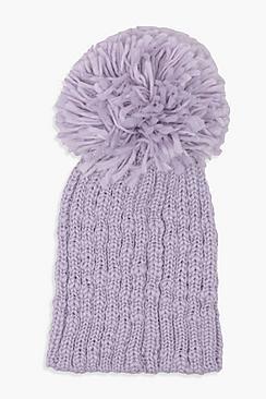 Boohoo Laura Oversize Pom Chunky Beanie