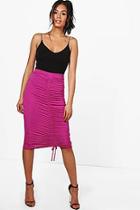 Boohoo Ohio Rouched Front Jersey Midi Skirt
