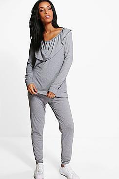 Boohoo Pointed Frill Top & Legging Set