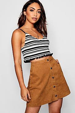 Boohoo Amara Horn Button Cord Skirt