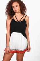 Boohoo Plus Ivy Tassle Hem Short White