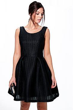 Boohoo Boutique Rhia Textured Bonded Skater Dress