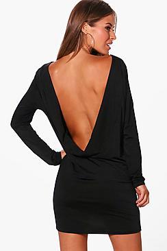 Boohoo Petite Bianca Open Back Slinky Mini Dress
