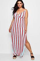Boohoo Plus Kelly Slinky Stripe Maxi Split Dress