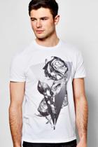 Boohoo Rose Print T Shirt White