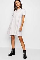 Boohoo Stud Button Denim Skater Dress