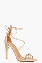 Boohoo Laura Wrap Up Stiletto Heel Nude