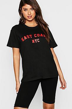 Boohoo East Coast Slogan T-shirt