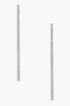 Boohoo Long Statement Diamante Earrings