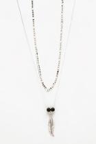 Boohoo Feather And Chain Double Necklace