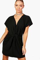 Boohoo Kirsty Twist Knot Front Detail Bodycon Dress