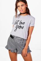 Boohoo Charity Petite 'let Love Grow' T Shirt Grey