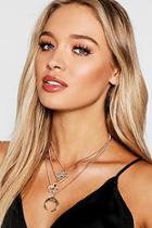 Boohoo Horn & Plume Layered Necklace