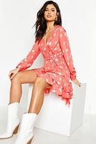 Boohoo Scribble Ruffle Skater Dress