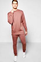 Boohoo Oversized Sweater With Skinny Joggers Set Brown