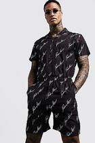 Boohoo Man Autograph Revere Collar Short Jumpsuit