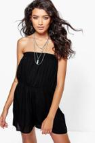 Boohoo Mona Block Colour Bandeau Playsuit Black
