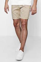 Boohoo Mid Length Chino Shorts In Stone