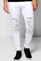 Boohoo Skinny Fit Jeans With Extreme Rips White
