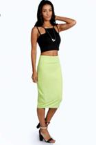 Boohoo Petite Maddie Jersey Midi Length Tube Skirt Lime