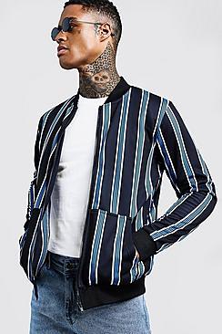 Boohoo Stripe Detail Zip Through Bomber Jacket