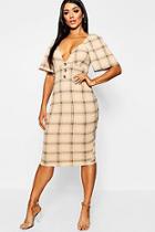 Boohoo Check Button Through Midi Dress