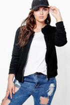 Boohoo Plus Felicia Bomber Jacket Black