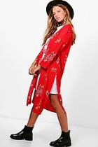 Boohoo Averie Floral Woven Flare Sleeve Kimono