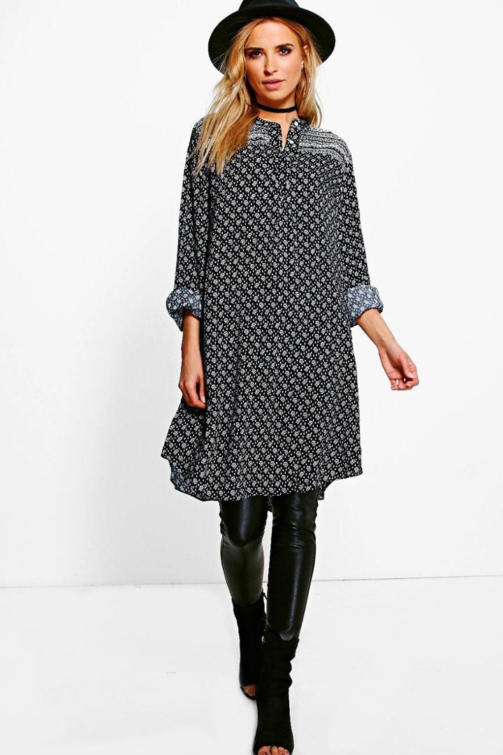 Boohoo Penelope Printed Shirt Marine