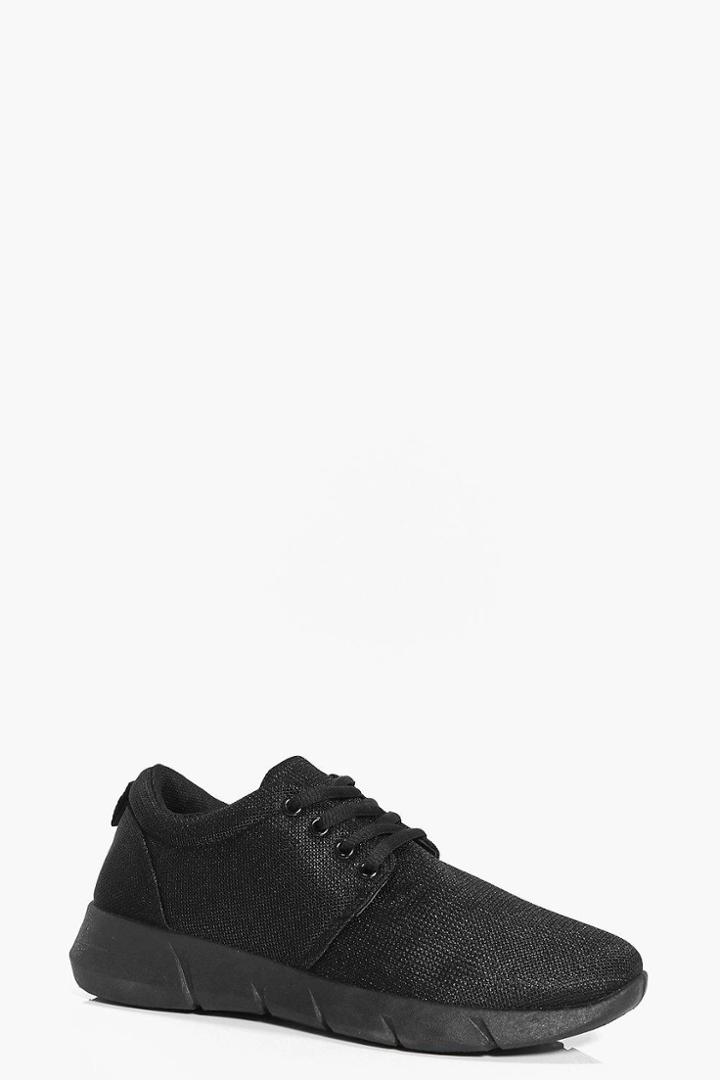 Boohoo Megan Lace Up Sports Trainer Black