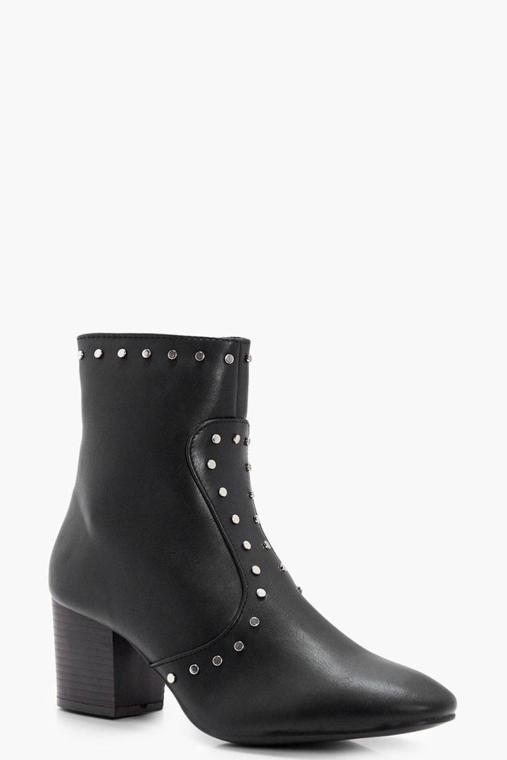 Boohoo Harriet Stud Detail Ankle Boot Black
