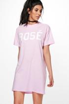 Boohoo Aleesha Rose Slogan T-shirt Dress Pink