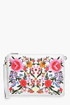 Boohoo Lisa All Over Embroidered Denim Clutch