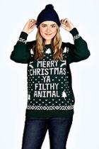 Boohoo Plus Ivy Filthy Animal Xmas Sweater