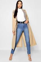 Boohoo Check Lined Trench Coat