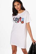 Boohoo Lauren Slogan Embroidery T-shirt Dress