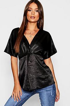 Boohoo Satin Twist Front Top