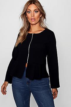 Boohoo Plus Tris Peplum Zip Jacket