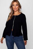 Boohoo Plus Tris Peplum Zip Jacket