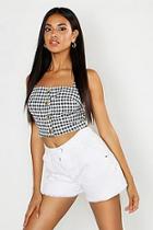 Boohoo Gingham Horn Button Crop