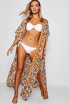 Boohoo Chain Print Maxi Beach Kimono