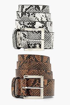 Boohoo 2 Pack Faux Python Snake Belt