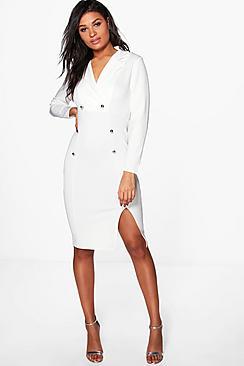 Boohoo Rebecca Button Detail Tailored Dress