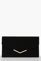Boohoo Suedette Painted Edge & Bar Clutch